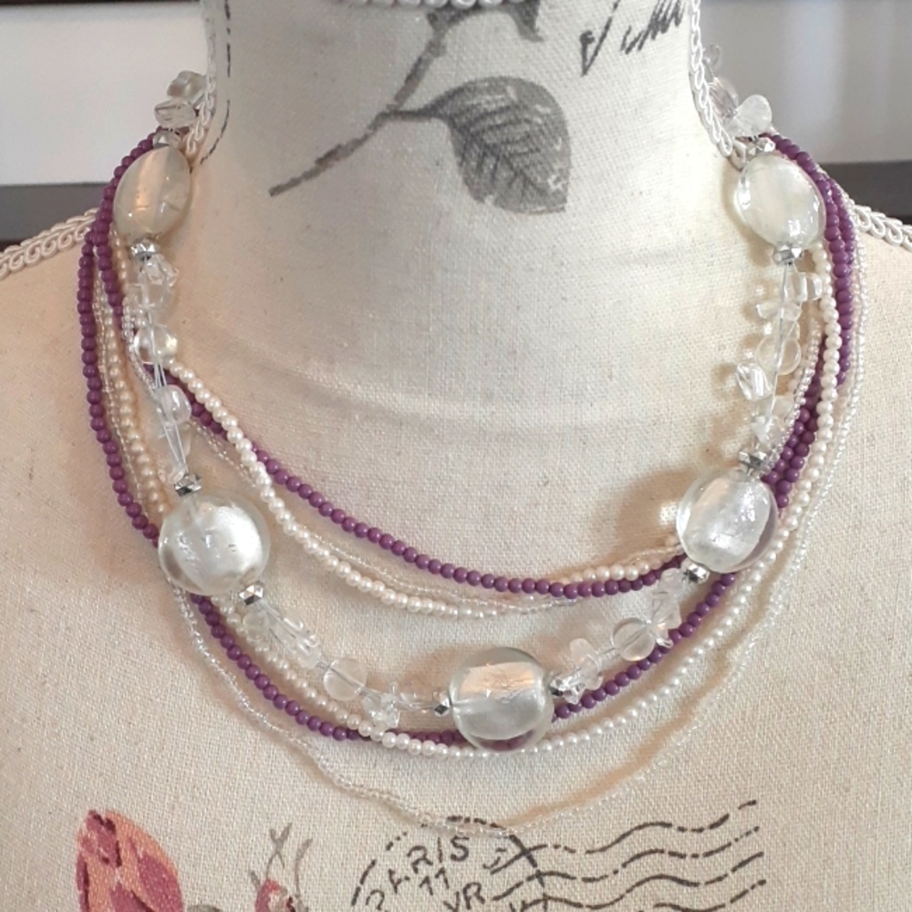 ^ Vintage clear bead Necklace with bonus strands